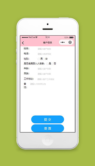 客户管理微信小程序客户信息页面模板
